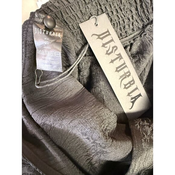 DISTURBIA Sylvie Puff Sleeve Midi Dress Brocade Goth Dark Romantic US 8 / UK 12 - Picture 6 of 8